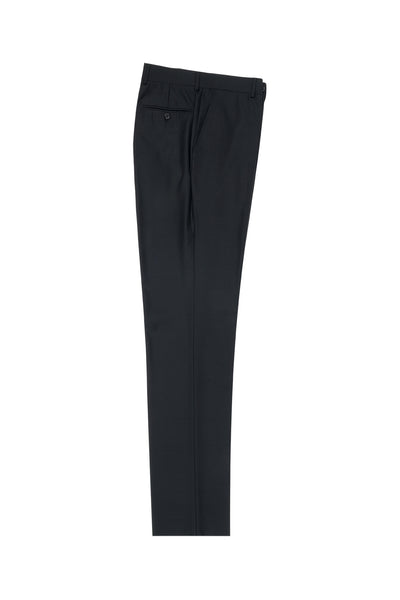 Black Flat Front, Pure Wool Dress Pants by Tiglio Luxe TIG1001  Tiglio - Italian Suit Outlet
