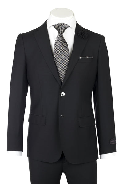 Porto Black, Slim Fit, Pure Wool Suit by Tiglio Luxe TIG1001  Tiglio - Italian Suit Outlet