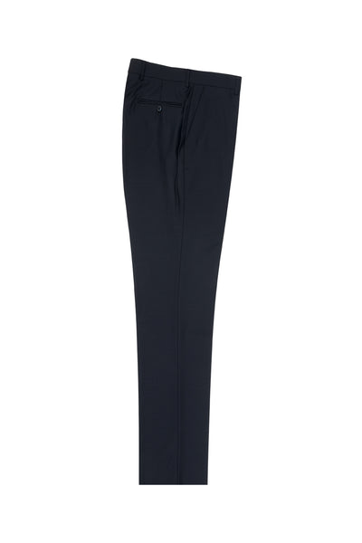 Navy Flat Front, Pure Wool Dress Pants by Tiglio Luxe TIG1002  Tiglio - Italian Suit Outlet