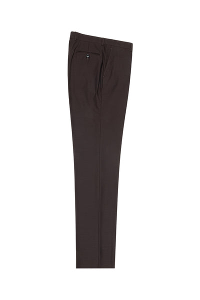 Brown Flat Front, Pure Wool Dress Pants by Tiglio Luxe TIG1003  Tiglio - Italian Suit Outlet