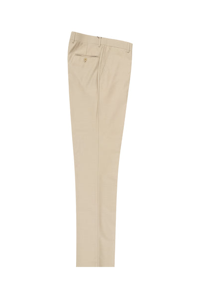 Tan Flat Front Pure Wool, Dress Pants by Tiglio Luxe TIG1004  Tiglio - Italian Suit Outlet