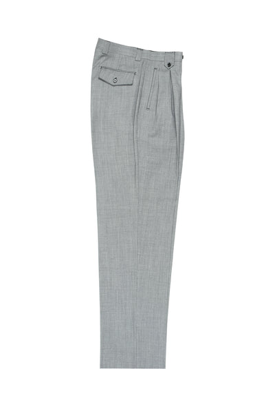 Light Gray Birdseye Wide Leg, Pure Wool Dress Pants by Tiglio Luxe TIG1018  Tiglio - Italian Suit Outlet