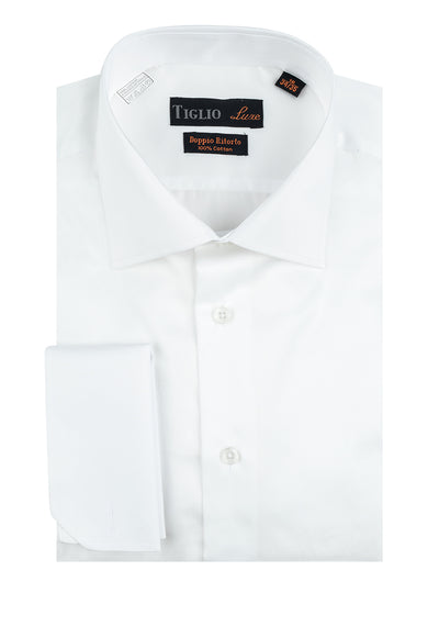 White Dress Shirt, French Cuff, by Tiglio  Tiglio Luxe - Italian Suit Outlet