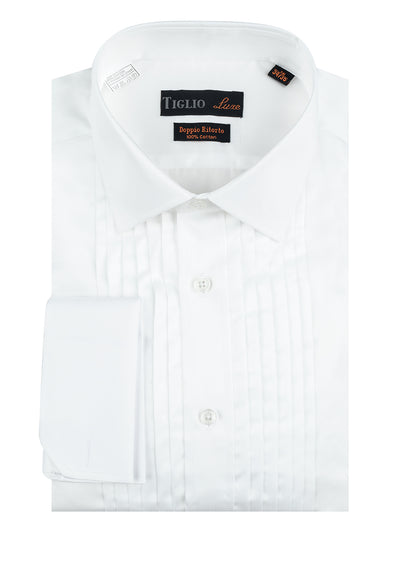 White Tuxedo Shirt, French Cuff, by Tiglio  Tiglio Luxe - Italian Suit Outlet