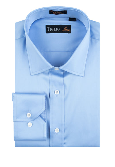 Blue Dress Shirt, Regular Cuff, by Tiglio  Tiglio Luxe - Italian Suit Outlet
