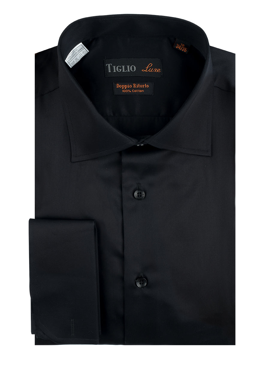 Black Dress Shirt, French Cuff, by Tiglio TIG3014 TIG3014 / 15.5S