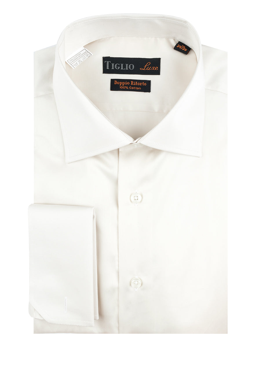Off White Dress Shirt, Regular Cuff, by Tiglio Genova TIG3015 17 32/33 Off White Dress Shirt, Regular Cuff, by Tiglio Genova TIG3015 17 32/33