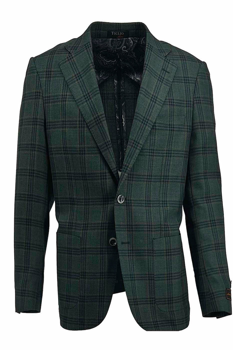 Tiglio Luxe Gray Mini Check with Taupe Windowpane Veneto/THP Slim Fit half lined, Pure Wool Jacket TL3328 main image 0