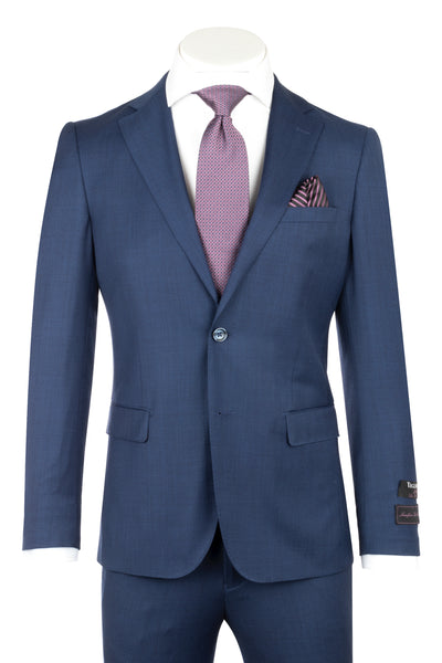 Porto Blue Sharkskin, Slim Fit, Pure Wool Suit by Tiglio Luxe TS4066/2  Tiglio - Italian Suit Outlet