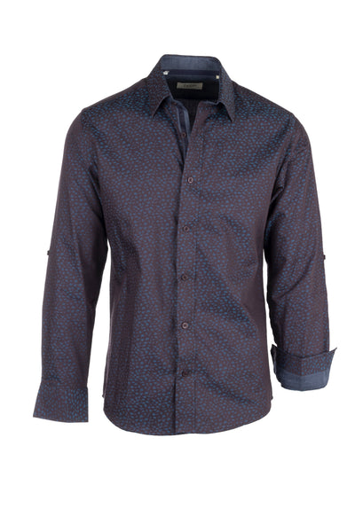 Purple with blue flower pattern Modern Fit Sport Shirt by Tiglio Sport V-90803  Tiglio - Italian Suit Outlet