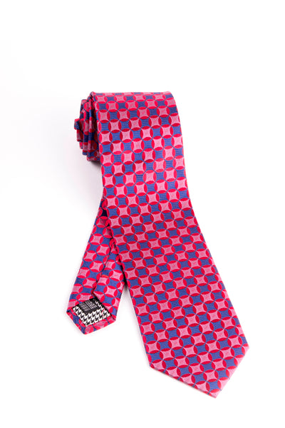 Pure Silk Blue with Red and Fuchsia Pattern Tie by Canaletto  Canaletto - Italian Suit Outlet