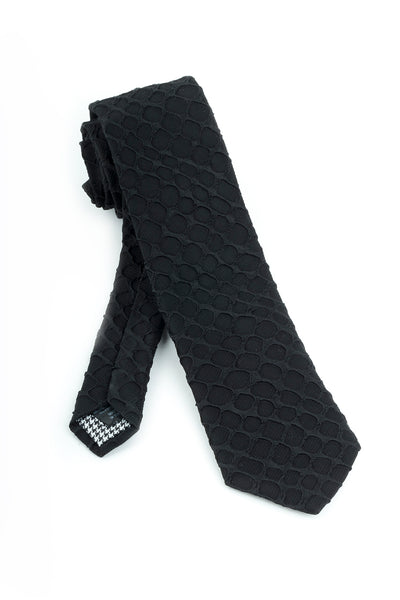 Pure Silk Black with Black Textured Pattern Tie by Canaletto  Canaletto - Italian Suit Outlet