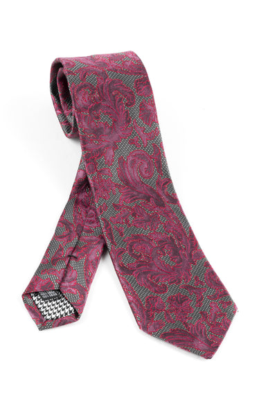 Pure Silk Fuchsia and Gray Tie by Canaletto V1036  Canaletto - Italian Suit Outlet