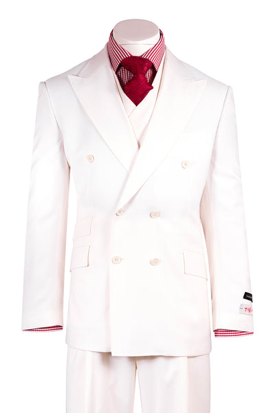 EST OFF-WHITE Wide Leg Pure Wool Suit & Vest by Tiglio Rosso OFF-WHITE  Tiglio - Italian Suit Outlet